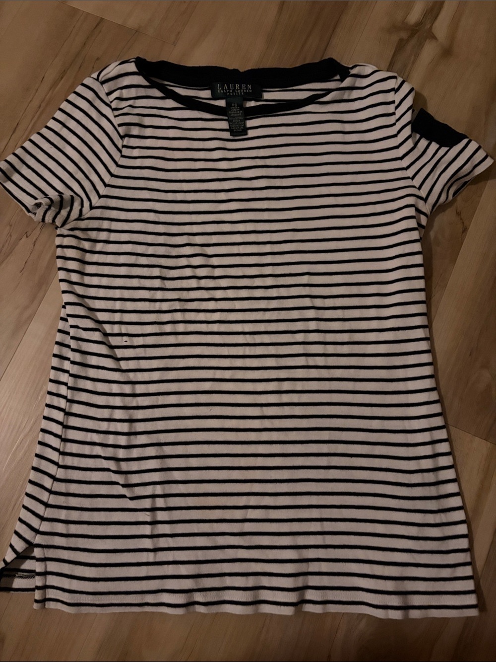 Lauren Ralph Lauren Black and White Striped Short Sleeve Tee